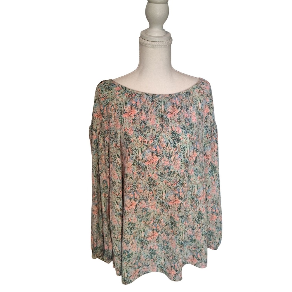 Ava & Viv Womens Plus Size X‎ Floral Long Sleeve Scoop Neck Blouse Multi-Color